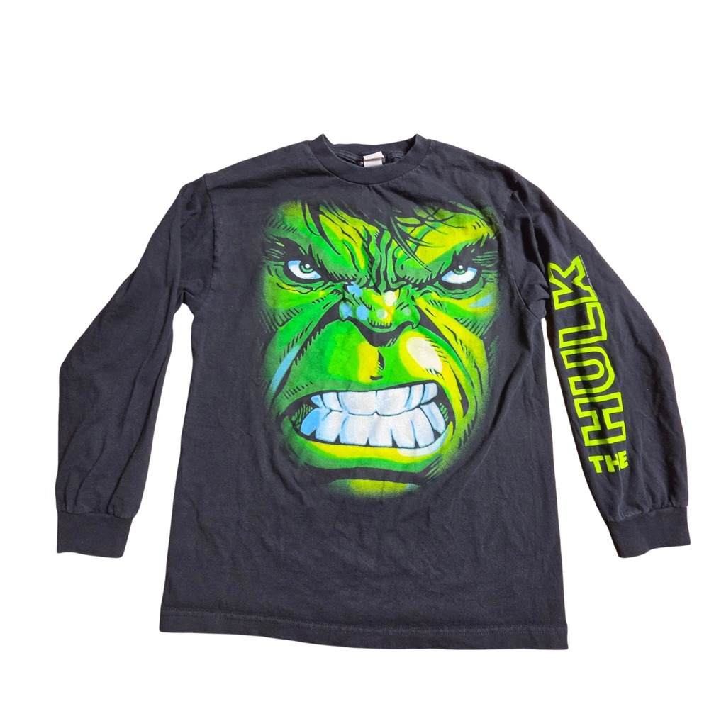 Vintage 2002 Marvel The Hulk Long Sleeve Graphic Shirt Mens M Mad Engine Y2K